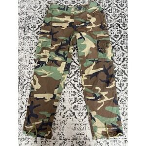 U.S. Military Woodland Ripstop Button Fly Camouflage Cargo Pants Size L